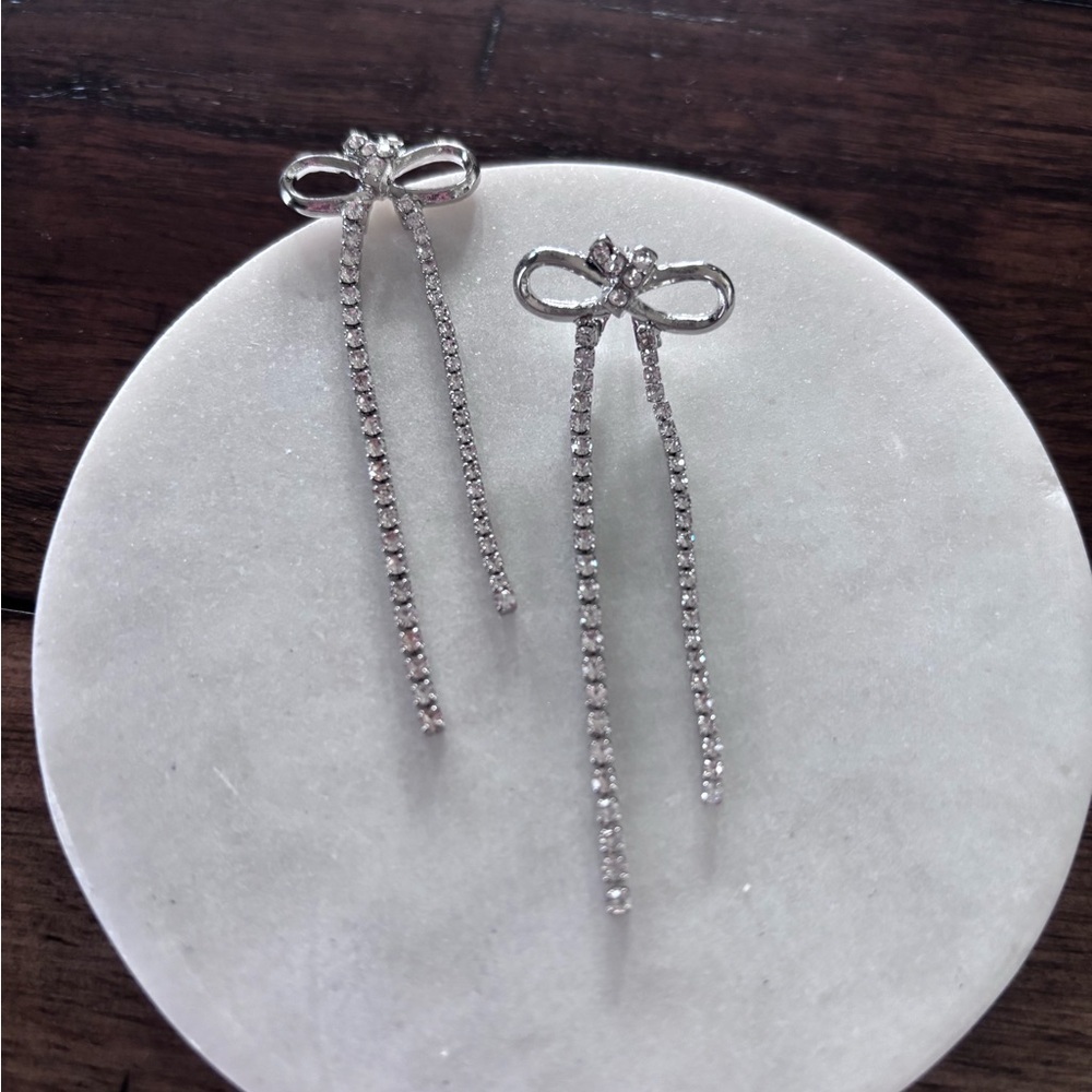 Saks Fifth Avenue Silver Bow Dangle Earrings